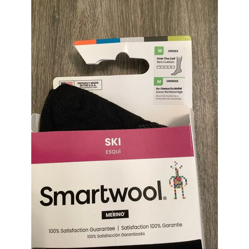 Smartwool Unisex Medium Black Ski Zero Cushion Merino Over The Calf Socks A20-4
